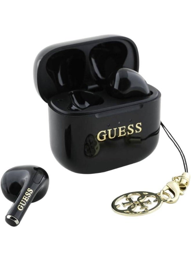 GUESS CG Mobile GUESS CHERM TWS Wireless Earbuds, with a glossy effect and classic logo, 1.5-hour fast charging, Bluetooth version 5.4, 5-hour music playback time, 180-day standby time, IPX4, 13mm driver (Black) - Image 1