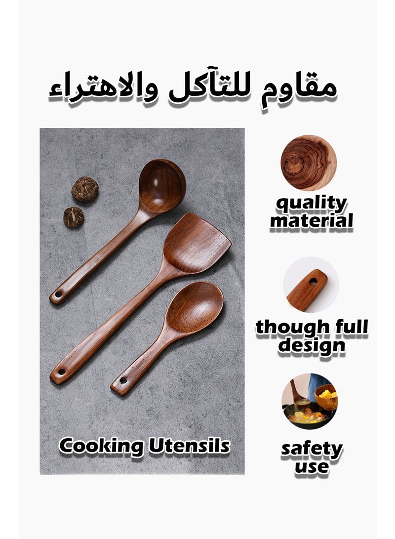 5-Piece Cooking Utensils Set, Wooden Cookware, Kitchen Utensils, Non-Stick Wood Cookware Heat Resistance - Image 4