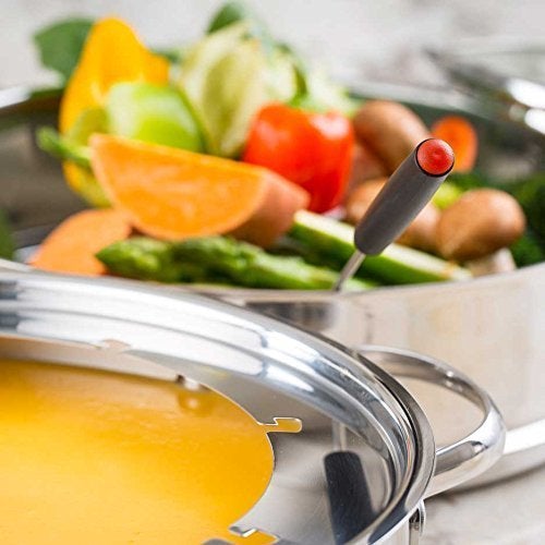 Nuwave 18/8 Stainless Steel Ultimate Cookware Set, Free of PTFE, PFOA, PFOS, Fondue Pot Set, Works On ALL Cooktops and Induction Cookers, Steamer Basket, Glass Lid & 8 Fondue Forks Included (Renewed) - Image 4