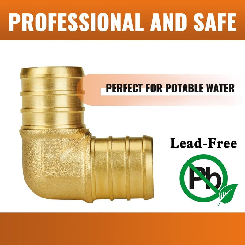 SUNGATOR Pex Fittings 3/4 Inch, 10 PCS 3/4 Pex Elbow 90, No Lead Brass, ASTM F1807 - Image 3