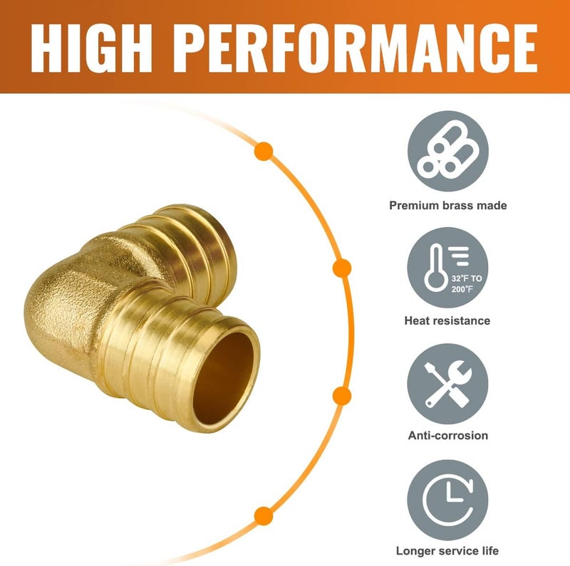 SUNGATOR Pex Fittings 3/4 Inch, 10 PCS 3/4 Pex Elbow 90, No Lead Brass, ASTM F1807 - Image 4