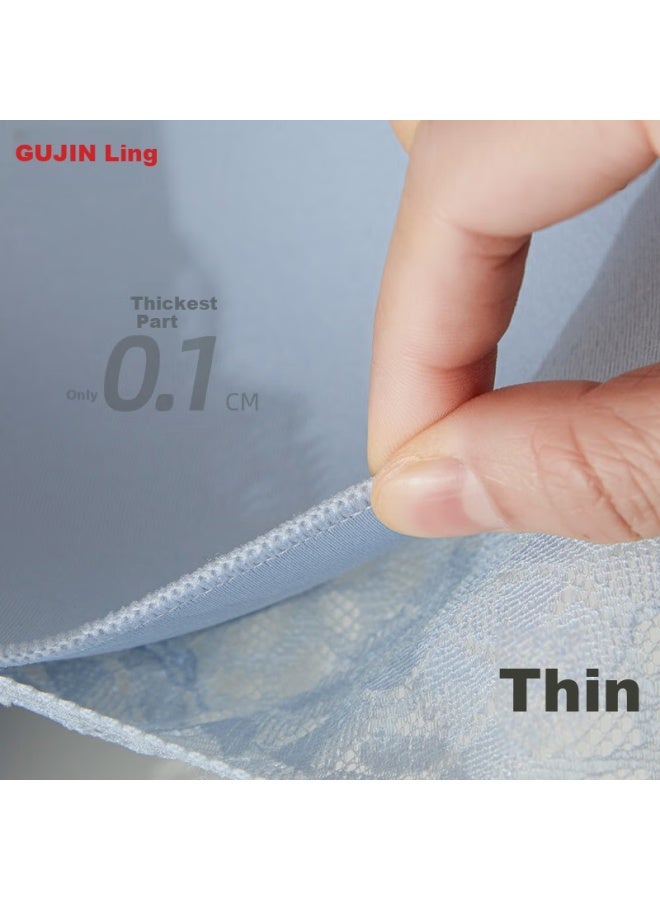 Gujin Women's Push-up Lace Bra With Comfortable Underwire For Small Busts Blue Gray 70b - Image 2