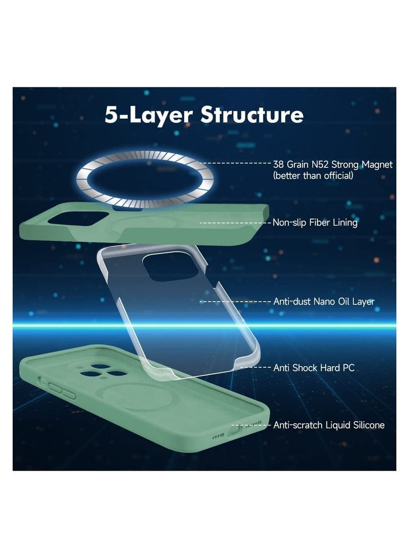 Silicone Magnetic Case for iPhone 12 Pro Max with 2 Pack Tempered Glass Screen Protector Magsafe Case  - Image 3