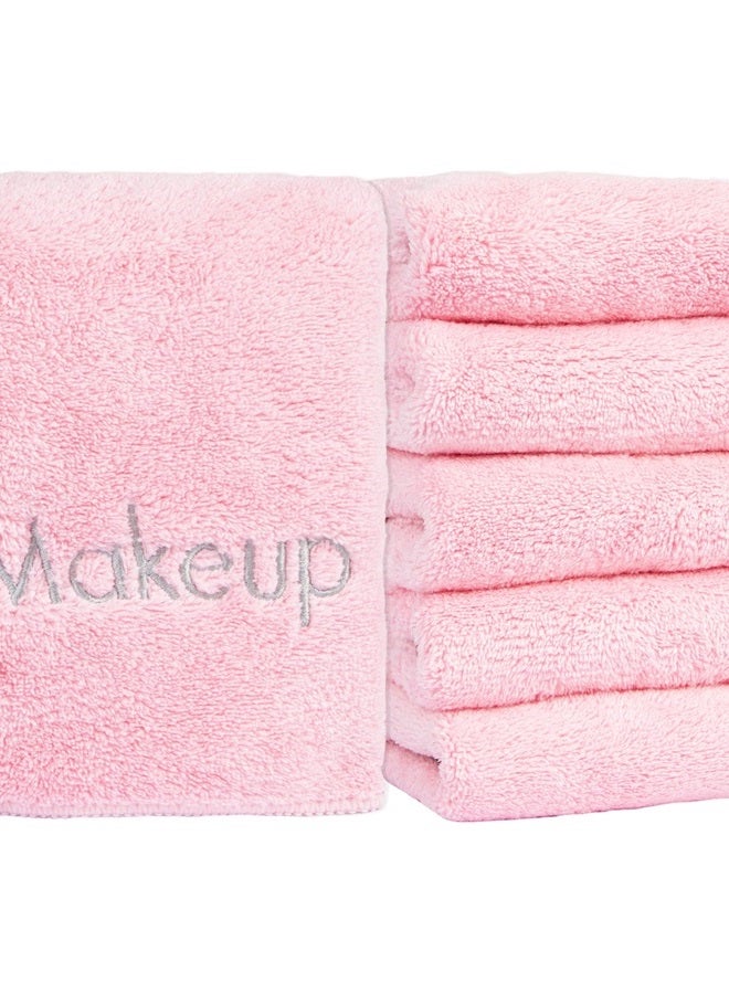 Arkwright, LLC Arkwright Makeup Remover Wash Cloth - (Pack of 6) Soft Coral Fleece Microfiber Fingertip Face Towel Washcloths for Hand and Make Up, 13 x 13 in, Pink - Image 1