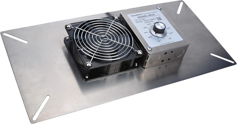 Durablow 110 CFM Air-Out Stainless Steel Crawl Space Vent Fan, Basement fan with Dehumidistat & Thermostat, for Crawl Space, Garage, Foundation Vent, Radon Mitigation (Stainless steel silver, M1D) - Image 1