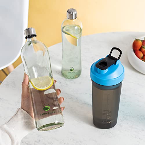 SAND DUNE Set of 1, 750 ml Each MCA Glass water bottle, with Leak-Proof Airtight Stainless-Steel Lid for Water, Smoothie, Juices - Reusable Travel Glass Drinking Fridge Bottles - Image 3