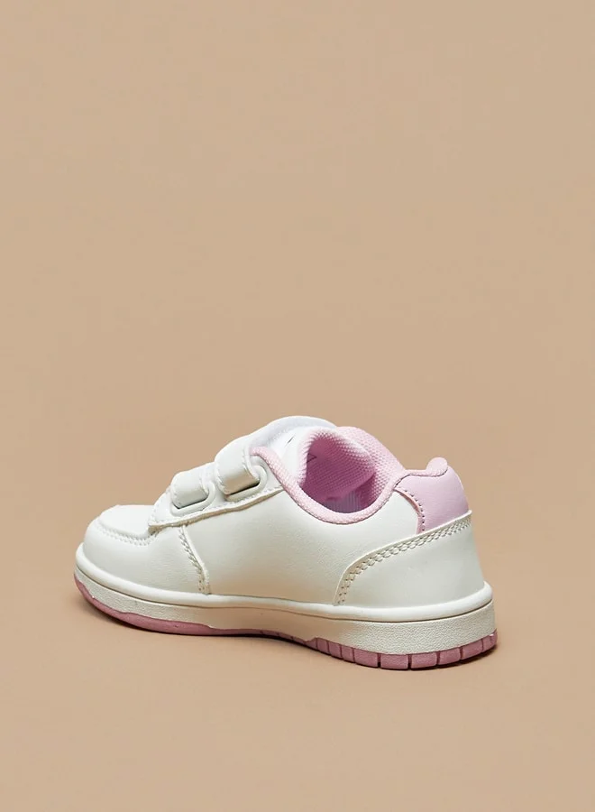 ديزني Girls Minnie Mouse Print Sneakers with Hook and Loop Closure
