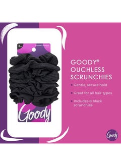 Goody Goody Ouchless Womens Hair Scrunchie - 8 Count, Black - Suitable for All Hair Types - Pain-Free Hair Accessories for Women Perfect for Long Lasting Braids, Ponytails and More  - Image 2