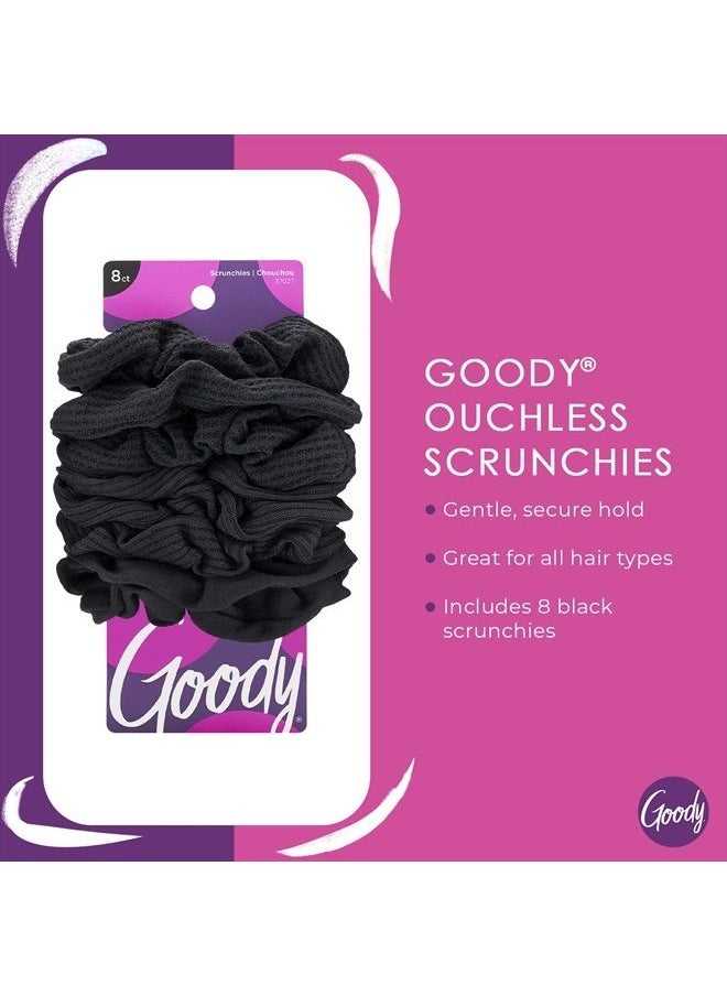 Goody Goody Ouchless Womens Hair Scrunchie - 8 Count, Black - Suitable for All Hair Types - Pain-Free Hair Accessories for Women Perfect for Long Lasting Braids, Ponytails and More  - Image 2