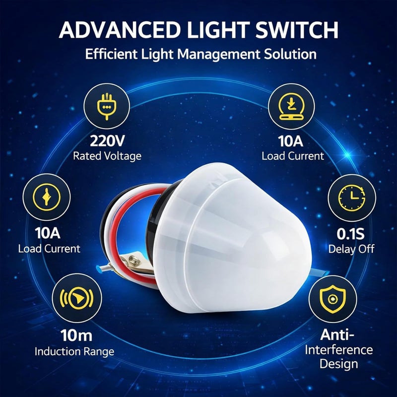 Street Light Automatic Sensor Switch 220V, Photoelectric Control, Energy Saving for Factories and Gardens - Weatherproof Design, Easy Installation, Reliable - Image 3