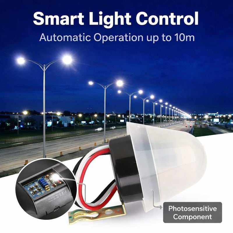 Street Light Automatic Sensor Switch 220V, Photoelectric Control, Energy Saving for Factories and Gardens - Weatherproof Design, Easy Installation, Reliable - Image 2