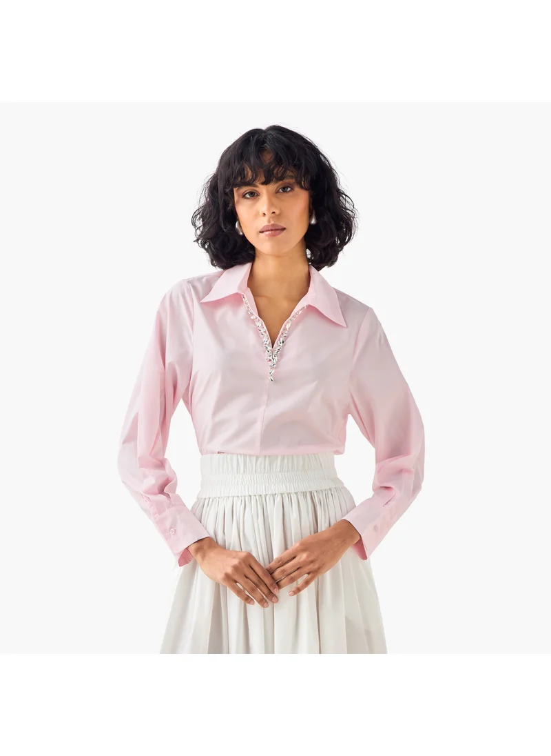 ايكونيك Iconic Embellished Poplin Shirt