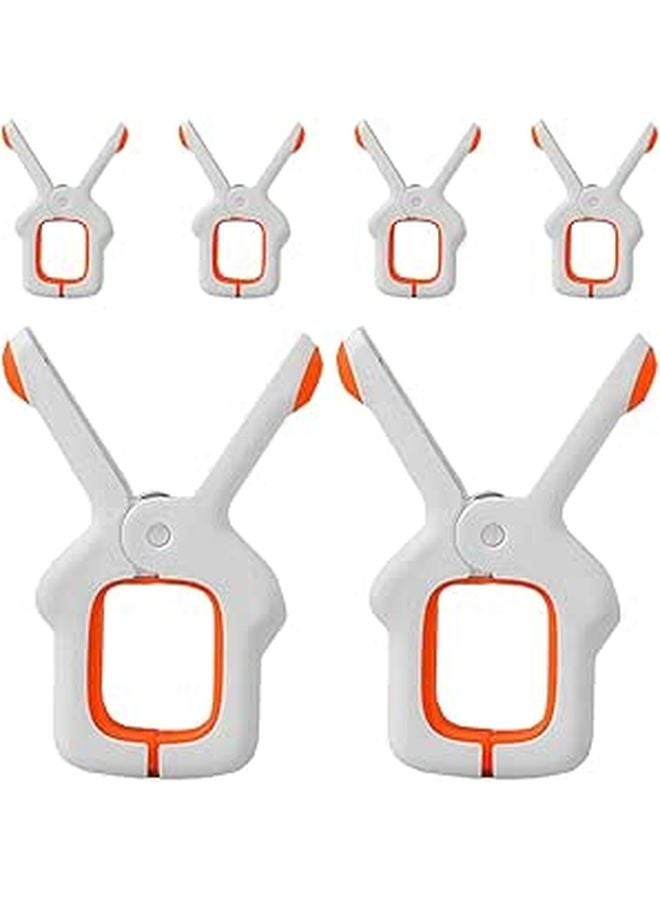 White And Orange 6 Pcs Windproof Heavy Duty Towel Clips For Beach Chair Home Laundry - Image 1