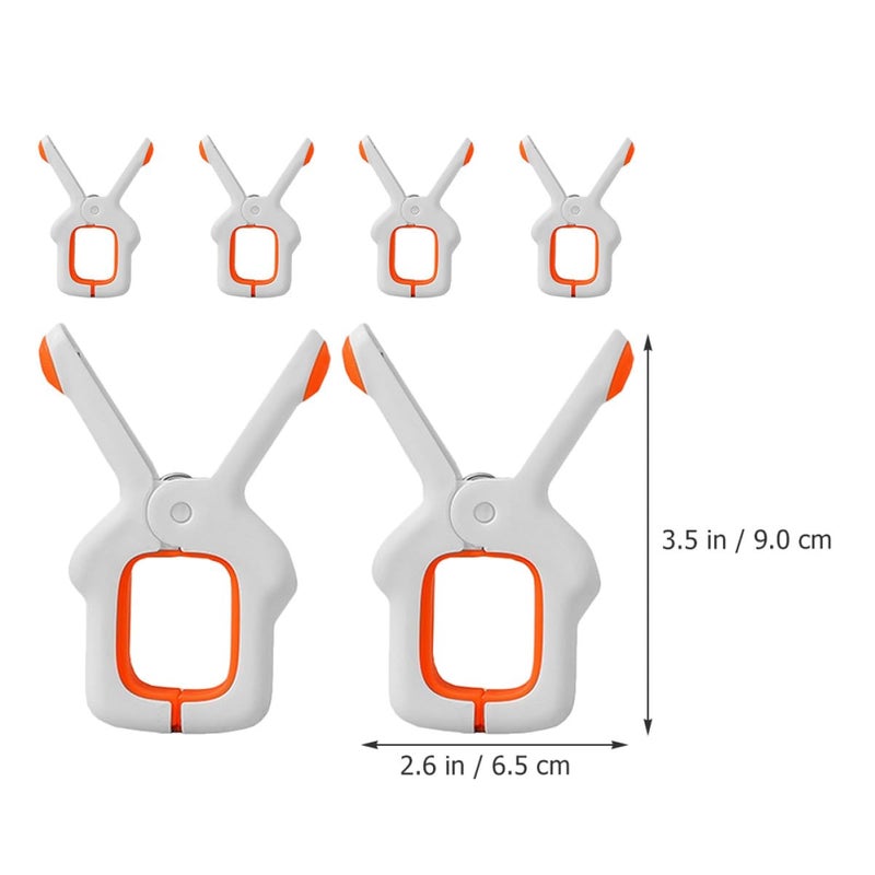 White And Orange 6 Pcs Windproof Heavy Duty Towel Clips For Beach Chair Home Laundry - Image 3