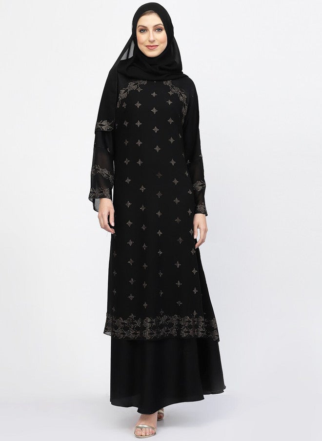 Arrabi Embellished Detail Burqa With Scarf - Image 1