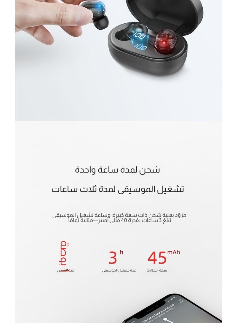 سماعات أذن بلوتوث صغيرة بتقنية TWS، سماعات ستيريو عالية الدقة مقاومة للعرق تعمل باللمس مع علبة شحن محمولة - Image 4