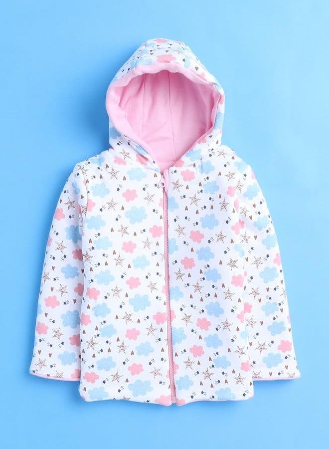 BUMZEE جاكيت padded عكسي بأكمام كاملة للفتيات الصغيرات باللونين الوردي والأبيض من BUMZEE - العمر 18-24 شهر (Peb9966E-bpk.wht) - Image 3