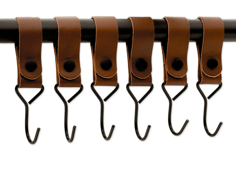 Brute Strength Cognac Leather Strap Set 12 Pieces Mommy Hooks Stroller Clips Bag Hooks - Image 2