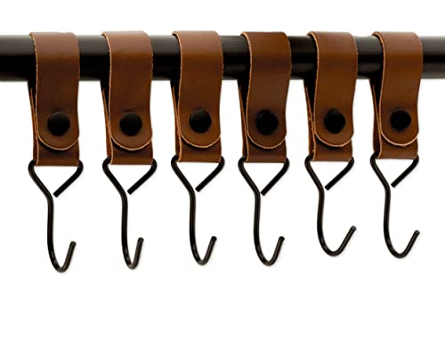 Brute Strength Cognac Leather Strap Set 12 Pieces Mommy Hooks Stroller Clips Bag Hooks - Image 1