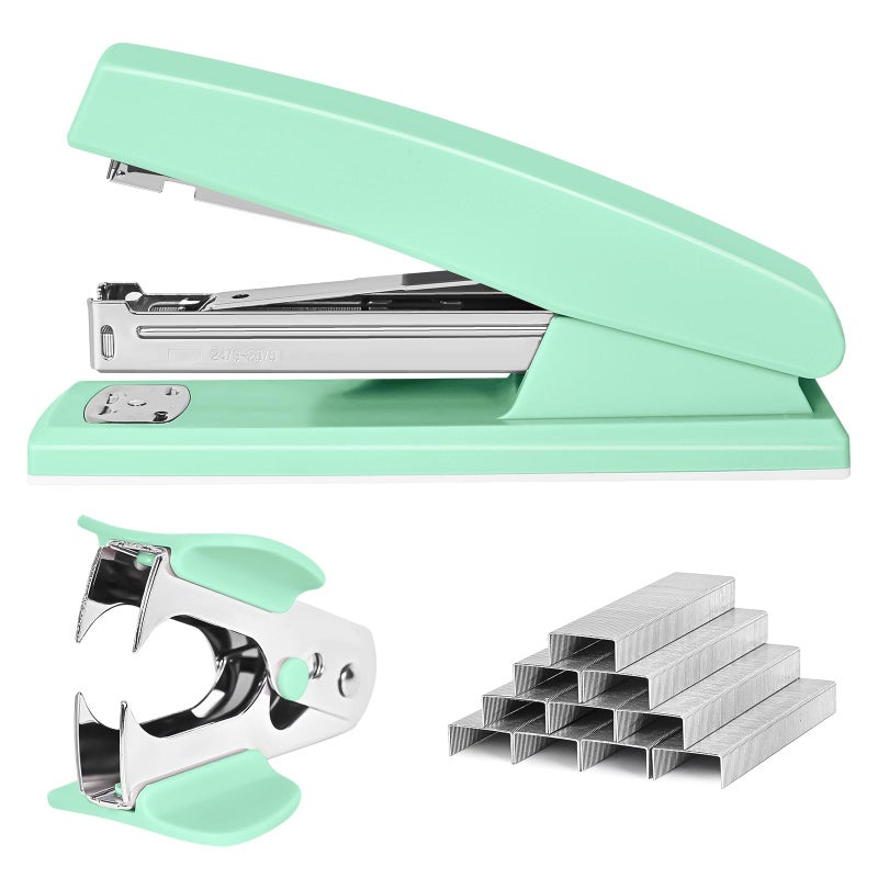 Muxdilu Stapler 25 Sheet Capacity with 1000 Staples and Staple Remover, Staplers for Desk, Non-Slip Office Stapler, Green - Image 1