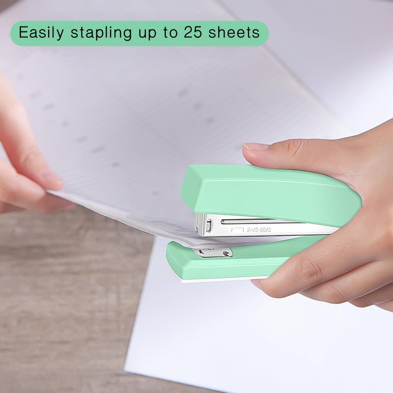 Muxdilu Stapler 25 Sheet Capacity with 1000 Staples and Staple Remover, Staplers for Desk, Non-Slip Office Stapler, Green - Image 2