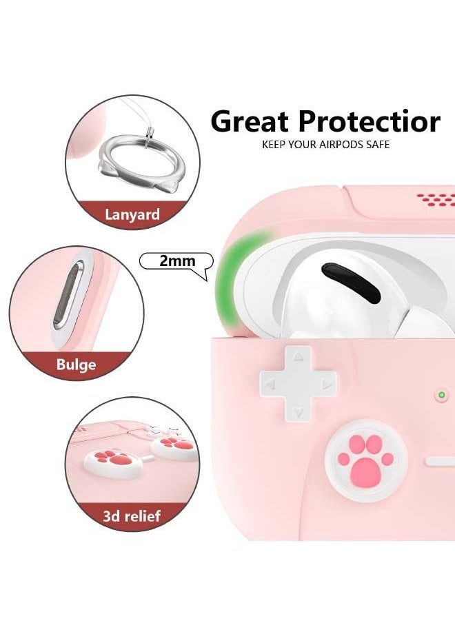 Generic - Airpods Pro 2 Case/Airpods Pro Case, Cat Game Player Design, Airpods Pro 2 Case 2022 with Keychain for Men Women, Soft Silicone Protective Cover Skin for Airpods Pro 2nd/1st Gen - Image 1