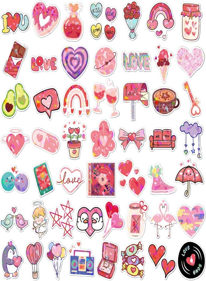 EUVBOKW 100 Pcs Glitter Heart Stickers,Valentine's Day Vinyl Stickers,Love Sticker for Scrapbooking, Water Bottle, Laptop,Phone,Party Supplies - Image 3