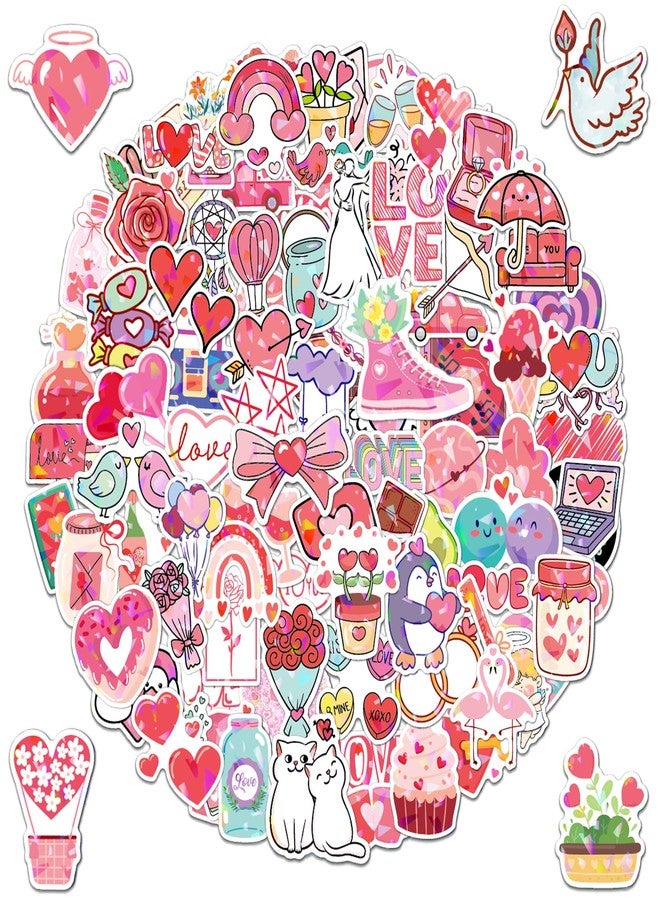 EUVBOKW 100 Pcs Glitter Heart Stickers,Valentine's Day Vinyl Stickers,Love Sticker for Scrapbooking, Water Bottle, Laptop,Phone,Party Supplies - Image 1