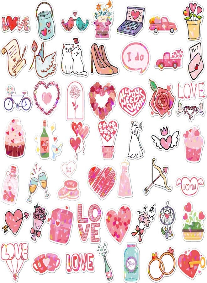 EUVBOKW 100 Pcs Glitter Heart Stickers,Valentine's Day Vinyl Stickers,Love Sticker for Scrapbooking, Water Bottle, Laptop,Phone,Party Supplies - Image 4