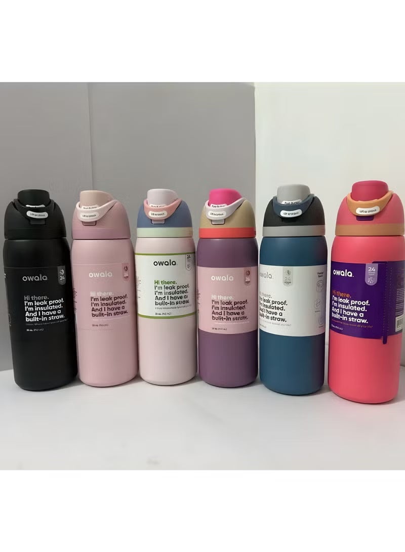 Owala FreeSip Insulated Stainless Steel Water Bottle with Straw, Leak Proof, BPA-Free, 950ml, Iced Breeze, 1-Pack, (Macaron Strawberry) - Image 4