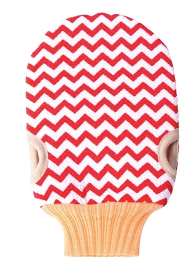 Double-sided exfoliating body glove for removing dead skin and treating keratosis pilaris (chicken skin) - 12 x 22 cm deep cleansing bath loofah, ultra-coarse exfoliating glove to improve circulation, smooth skin, and prevent ingrown hairs - ergonomic design with two hand openings and a flexible wrist - random color - Image 1