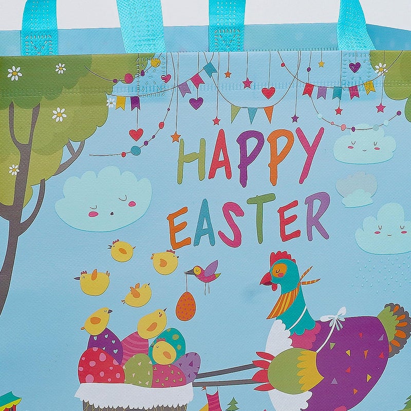 JWSCYSY 2Pcs 12.6" Large Easter Gift Bags with Card and Tissue Paper, Reusable Non-Woven Easter Bag with Handles for Kids Easter Party Supplies, Easter Egg Hunts, Easter Treat Bags. - Image 5