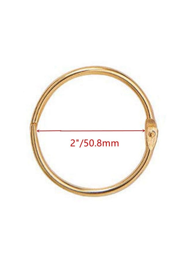 XMHF 2 Inch (5 Pack) Loose Leaf Binder Rings, Nickel Plated Steel Binder Rings,Keychain Key Rings, Metal Book Rings,Golden, For School, Home, Office  - Image 2