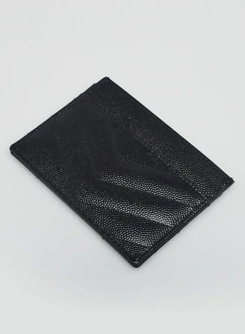 Yves Saint Laurent Black Chevron Quilted Grained Leather Card Case - Image 2