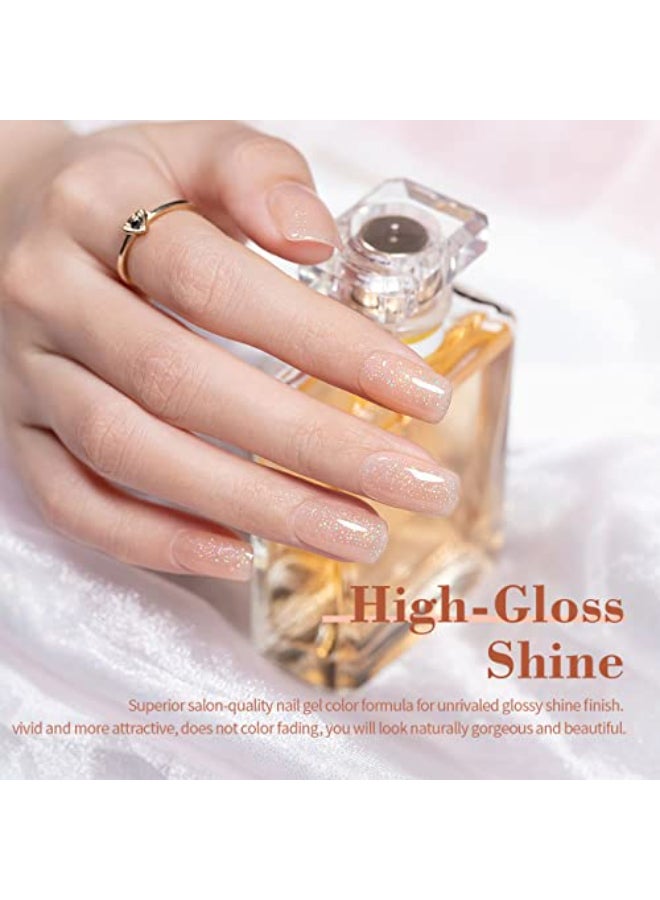 RARJSM Nude Gel Polish Peach Pink Rainbow Glitter Neutral Jelly Color Iridescent Shimmery Gel Nail Polish Sparkle Pink Natural Soak off UV LED Cured for Home Salon DIY Nail Art 15ml Single Bottle - Image 4