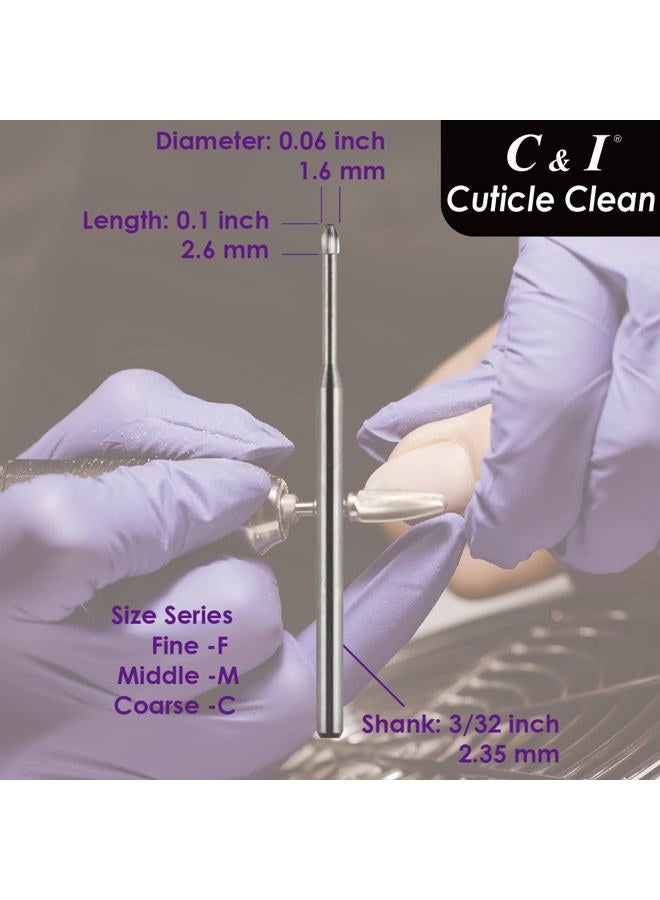 C & I Nail Drill, Cuticle Clean Bit, Professional Efile for Nail Techs to Safely Make Cuticle Clean, for Electric Manicure Drill Machine, Shank 3/32” (Middle -M) - Image 4