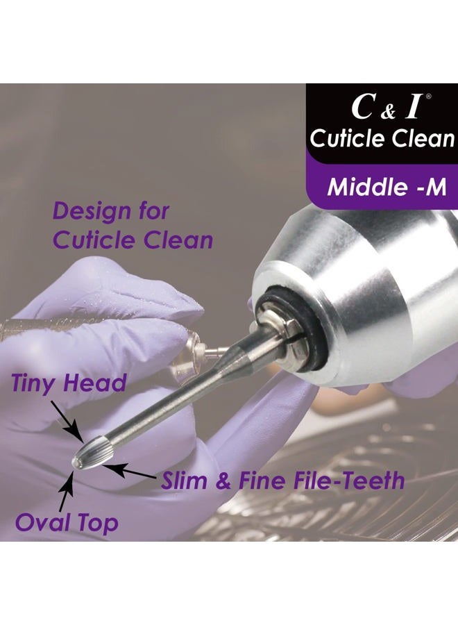 C & I Nail Drill, Cuticle Clean Bit, Professional Efile for Nail Techs to Safely Make Cuticle Clean, for Electric Manicure Drill Machine, Shank 3/32” (Middle -M) - Image 3