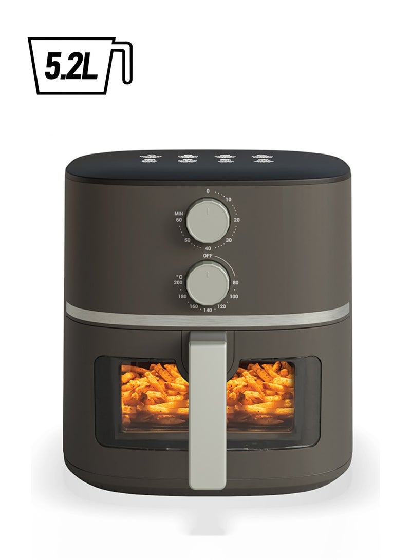 nutricook Air Fryer Essentials Classic Vision ,5.2L Capacity with Clear Window and Internal Light, ProCyclone Technology,  2 Control Knobs, 2 Years Warranty 5.2 L 1500 W NC-AFE152M-G Grey - Image 1