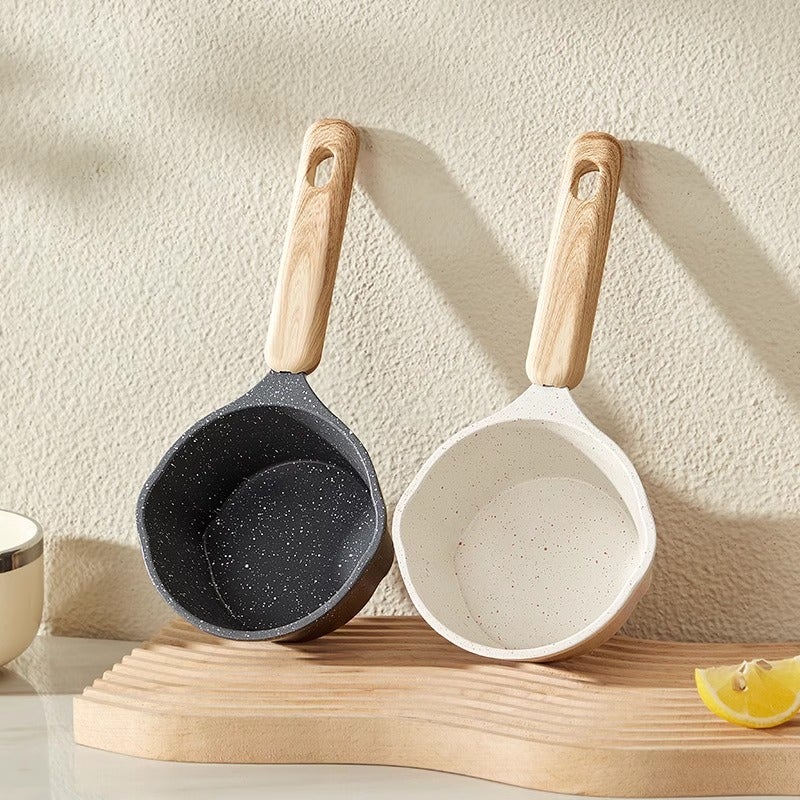Maifan Stone Oil Splashing Small Pot Household Non-stick Milk Pot Supplementary Food Pot Oil Drain Oil Burning Hot Oil Mini Fried Egg Pan for Gas(Milk White | Maifanitum Oil Pot) - Image 3