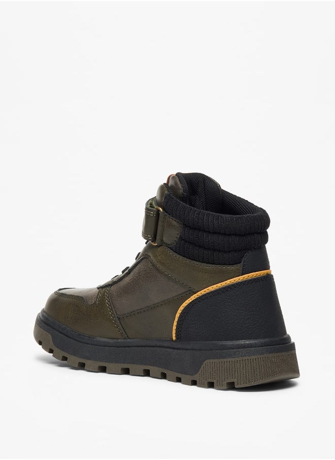 LBL by Shoexpress Boy's Panelled High Cut Boots with Hook and Loop Closure  - Image 2