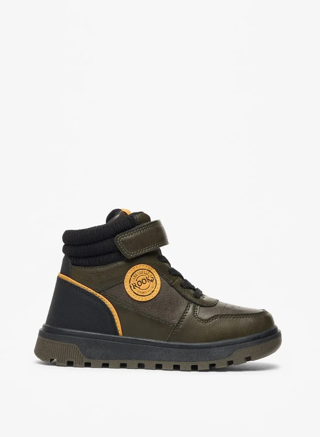 LBL by Shoexpress Boy's Panelled High Cut Boots with Hook and Loop Closure