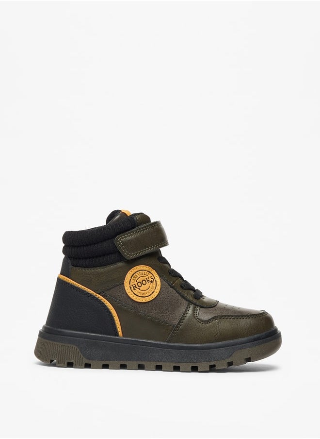 LBL by Shoexpress Boy's Panelled High Cut Boots with Hook and Loop Closure  - Image 3