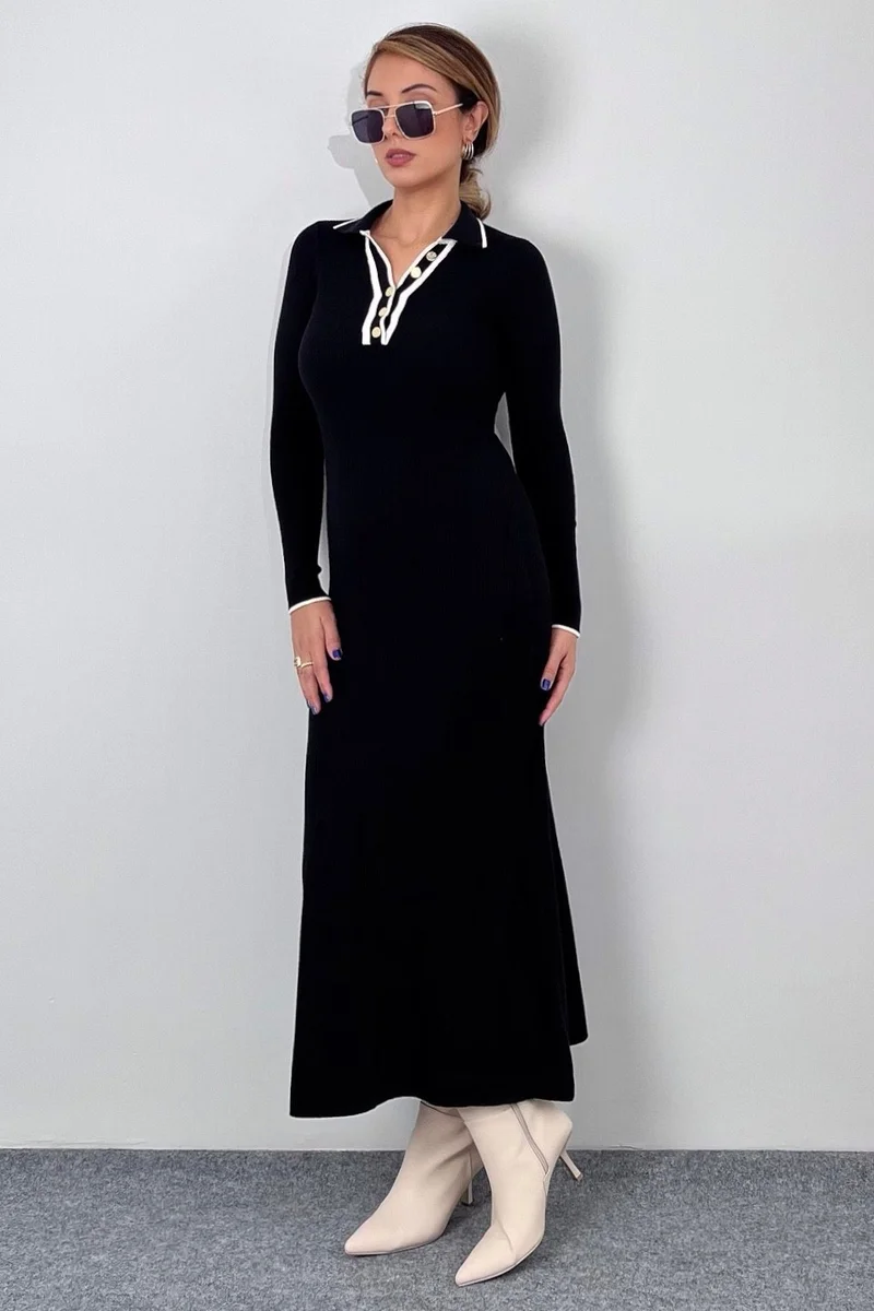 Ritnice Alya Women's Polo Neck Knitwear Long Dress