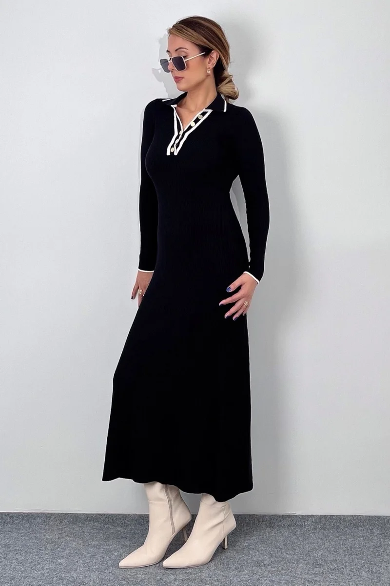 Ritnice Alya Women's Polo Neck Knitwear Long Dress