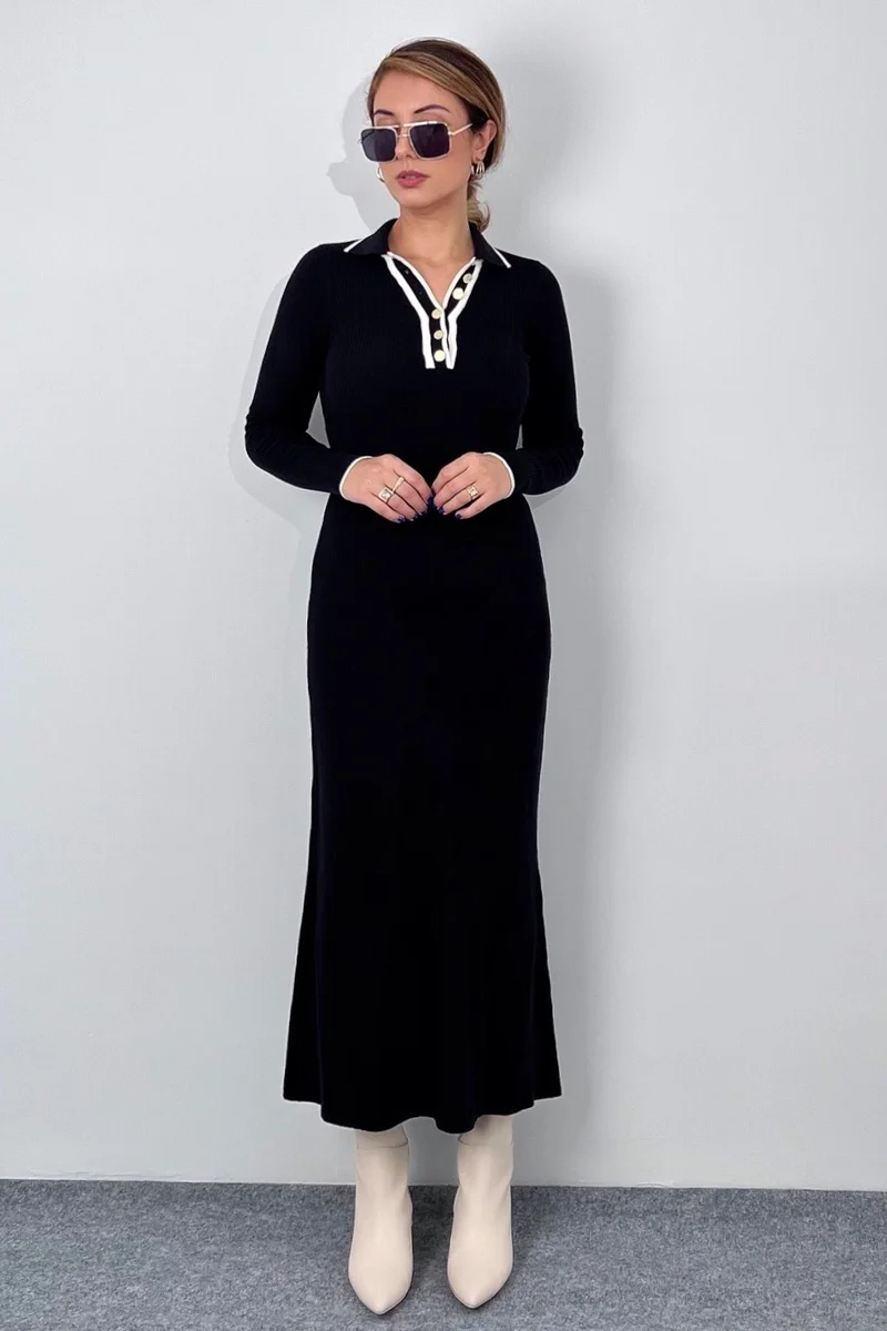 Ritnice Alya Women's Polo Neck Knitwear Long Dress