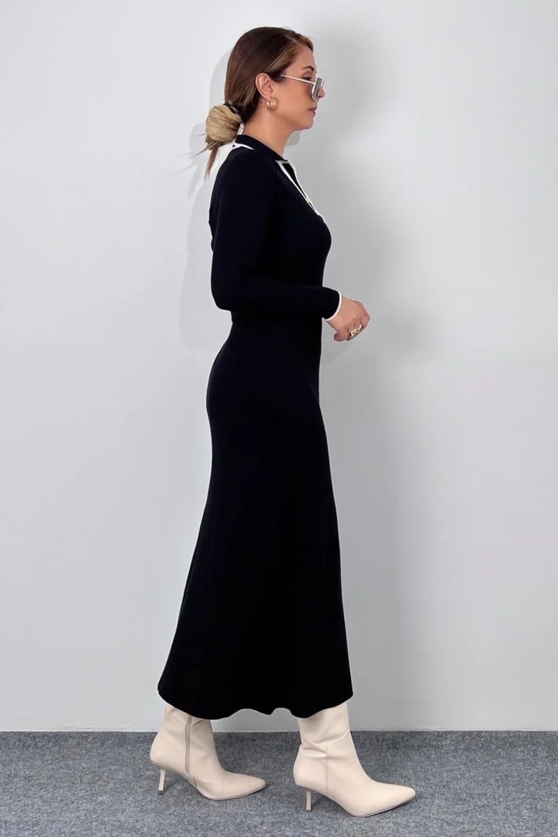 Ritnice Alya Women's Polo Neck Knitwear Long Dress