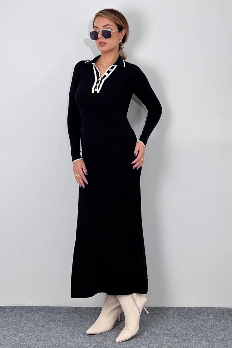 Ritnice Alya Women's Polo Neck Knitwear Long Dress