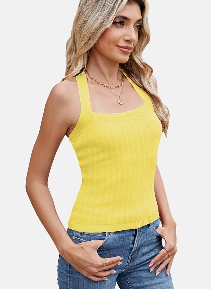 YUNIQEE Yellow Round Neck Printed Top