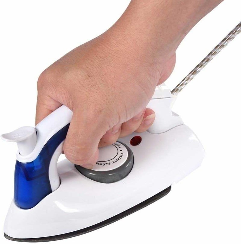 Biki Travel Iron, 700W Mini Folding Portable Handheld Non-Stick Adjustable Temperature Control with Fuse and Thermostat Small Compact Steamer HT-258B, White | | - Image 1