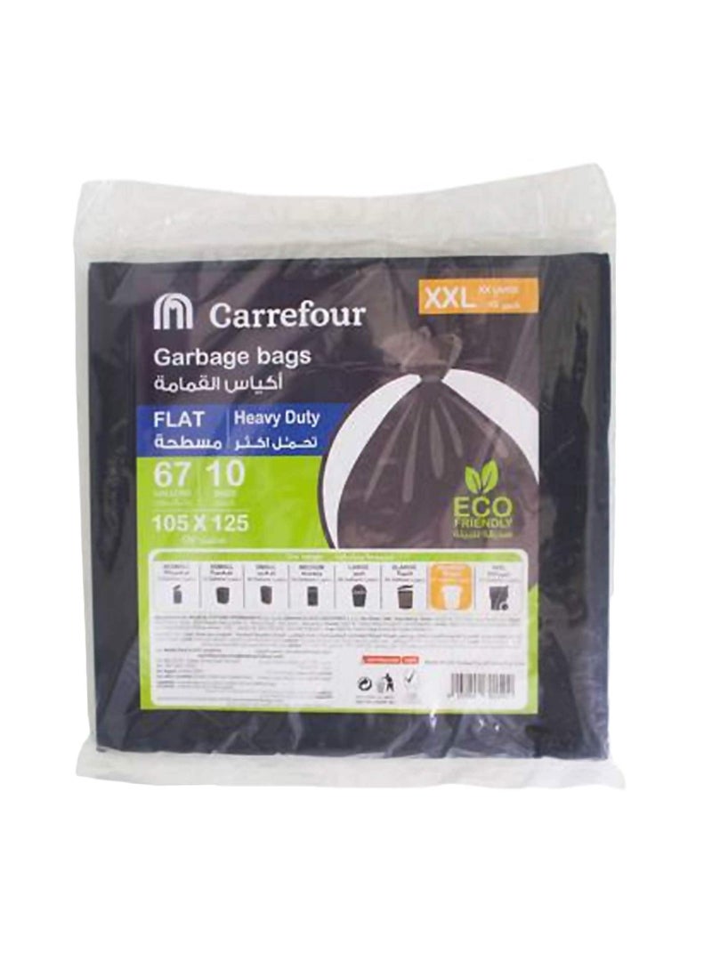 Carrefour Bio 67 Gallon Flat Heavy Duty XXL Black 10 Garbage Bags 